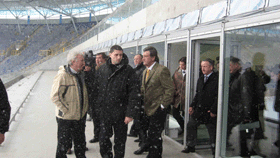 Виктор Ющенко был в восторге от нового стадиона в Днепропетровске 